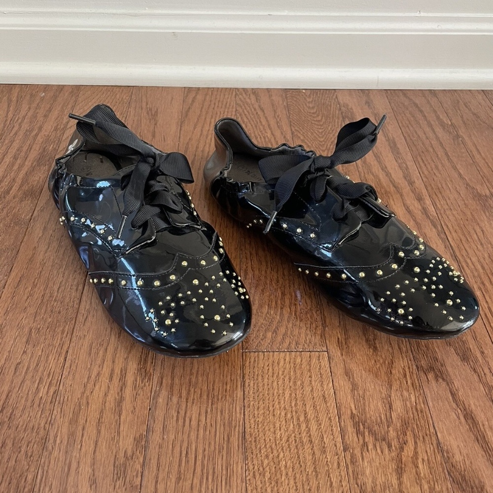 Butterfly Twists Black Oxford Oxfords Patent Leather Shoes Womens 8.5